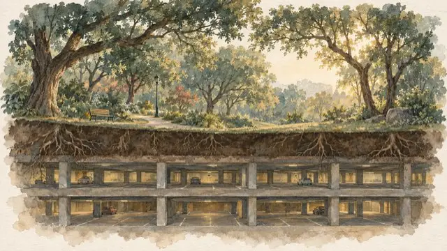 插畫:美崙公園地下停車場:蓋不蓋早已定案,核定 200 格卻以 245 席發包,居民現在還能改變什麼?